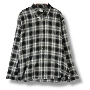 Cotton & Co. Mens 2XL XXL Gray Plaid Long Sleeve Button Down Shirt